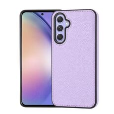 Per Samsung Galaxy S23 FE 5G Custodia per telefono con motivo litchi cucita lateralmente (viola)