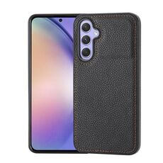 Per Samsung Galaxy S23 FE 5G Custodia per telefono con motivo litchi cucita lateralmente (nera)