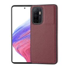 Custodia per telefono con montaggio laterale cucita con motivo litchi per Samsung Galaxy S23+ 5G (rosso scuro)