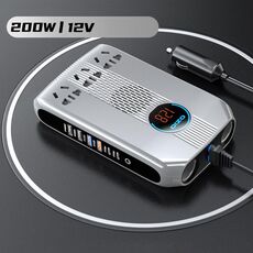 Convertitore inverter di potenza con display digitale LED per auto intelligente Ozio K20-S 12V 200W (argento)