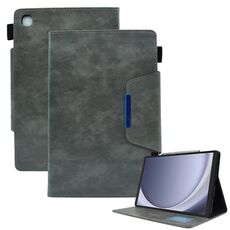 Per Samsung Galaxy Tab A9 Custodia per tablet in pelle scamosciata con texture incrociata con chiusura magnetica (grigio)