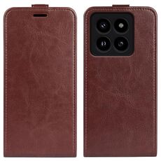 Custodia per telefono in pelle con vibrazione verticale singola per Xiaomi 14 Pro R64 (marrone)