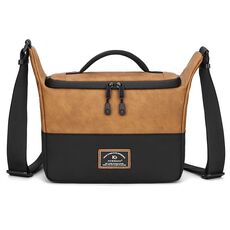 Borsa per fotografia a tracolla a tracolla in pelle PU Borsa per fotocamera reflex Borsa per obiettivo (marrone)