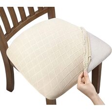 Fodera per cuscino per sedia jacquard scozzese con diamanti Fodera per sedia per tavolo da pranzo per ristorante dell'hotel (Beige)