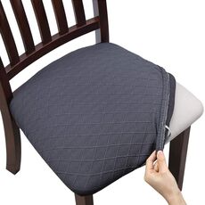 Fodera per cuscino per sedia jacquard scozzese con diamanti Fodera per sedia per tavolo da pranzo per ristorante dell'hotel (grigio scuro)