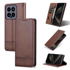 Per Xiaomi 14 AZNS custodia per cellulare in pelle con texture magnetica in vitello (marrone scuro)