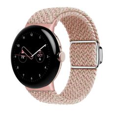 Per Google Pixel Watch/Watch 2 cinturino con fibbia magnetica con anello in nylon (rosa chiaro)