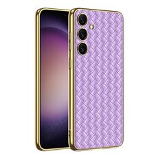 Per Samsung Galaxy S24+ 5G GKK Weave Texture Galvanotecnica PU Custodia protettiva per telefono (Viola)