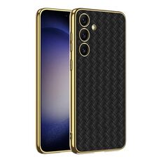 Per Samsung Galaxy S24+ 5G GKK Weave Texture Galvanotecnica PU Custodia protettiva per telefono (Nero)