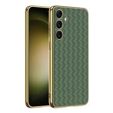 Per Samsung Galaxy S24+ 5G GKK Weave Texture Galvanotecnica PU Custodia protettiva per telefono (verde)