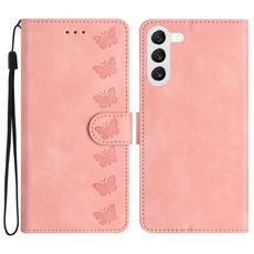 Custodia per telefono in pelle goffrata con sette farfalle per Samsung Galaxy S24 5G (rosa)