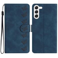 Custodia per telefono in pelle goffrata con sette farfalle per Samsung Galaxy S24 5G (blu)