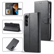 Per Samsung Galaxy S24 5G LC.IMEEKE Custodia per cellulare in pelle con texture di vitello (nera)