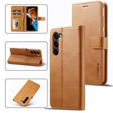 Per Samsung Galaxy S24 5G LC.IMEEKE Custodia per telefono in pelle con texture di vitello (marrone)