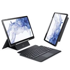 Custodia tablet in pelle con tastiera magnetica galleggiante per Samsung Galaxy Tab S7 / S8 DUX DUCIS DK con supporto (nero)