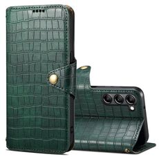 Custodia per telefono in pelle con bordo olio per Samsung Galaxy S23+ Denior coccodrillo (verde)