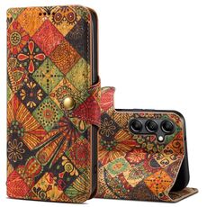 Per Samsung Galaxy S23 FE Denior Flower Language Series Custodia per cellulare in pelle con bordo in tessuto di sughero (autunno)