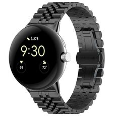 Per Google Pixel Watch 2 / Pixel Watch cinturino in metallo in acciaio inossidabile con sette perline (nero)