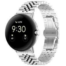 Per Google Pixel Watch 2 / Pixel Watch cinturino in metallo in acciaio inossidabile con sette perline (argento)