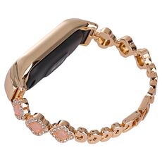 Per cinturino per orologio in metallo con diamanti e quadrifoglio Xiaomi Mi Band 6/5 (oro rosa)