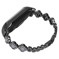 Per cinturino per orologio in metallo con diamanti e quadrifoglio Xiaomi Mi Band 7 (nero)