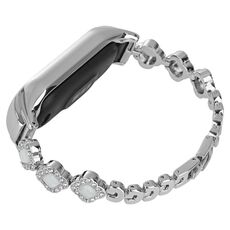 Per cinturino per orologio in metallo con diamanti e quadrifoglio Xiaomi Mi Band 8 (argento)