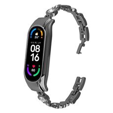 Per cinturino per orologio in metallo con diamanti cuore a cuore Xiaomi Mi Band 8 (nero)