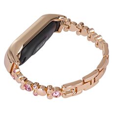 Per cinturino per orologio in metallo con diamanti con orso carino Xiaomi Mi Band 8 (oro rosa)