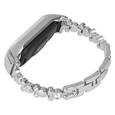 Per Xiaomi Mi Band 7 cinturino per orologio in metallo con diamanti con orsetto carino (argento)
