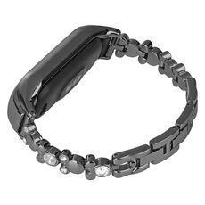 Per Xiaomi Mi Band 6/5 cinturino per orologio in metallo con diamanti con orsetto carino (nero)