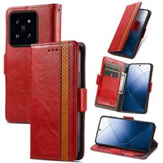 Per Xiaomi 14 Pro CaseNeo Splicing Custodia per telefono in pelle con doppia fibbia magnetica (rossa)