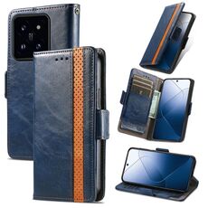 Per Xiaomi 14 Pro CaseNeo Splicing Custodia per telefono in pelle con doppia fibbia magnetica (blu)