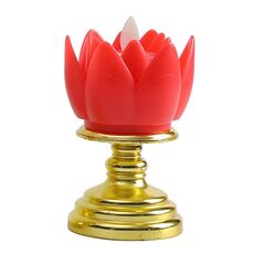 Candela elettronica a LED Lampada di loto Buddha che offre luci decorative altalena di simulazione della luce(Rosso)