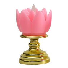 Candela elettronica a LED Lampada di loto Buddha che offre luci decorative altalena di simulazione della luce (rosa)