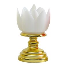 Candela elettronica a LED Lampada di loto Buddha che offre luci decorative altalena di simulazione della luce (Beige)
