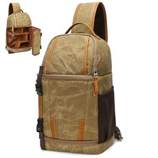 Borsa a tracolla fotografica impermeabile resistente all'usura in tela per esterni (cachi)