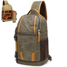 Borsa a tracolla fotografica impermeabile resistente all'usura in tela per esterni (verde militare)