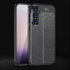 Custodia per telefono in TPU antiurto con texture Litchi per Samsung Galaxy S24+ 5G (nera)