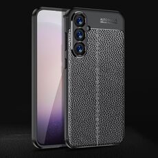 Custodia per telefono in TPU antiurto con texture Litchi per Samsung Galaxy S24 5G (nera)