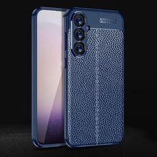 Custodia per telefono in TPU antiurto con texture Litchi per Samsung Galaxy S24 5G (blu)