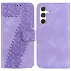 Custodia per telefono in pelle goffrata a forma di 7 per Samsung Galaxy S24 5G (viola)