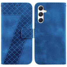 Per Samsung Galaxy S24 5G Custodia per telefono in pelle goffrata a forma di 7 (blu)