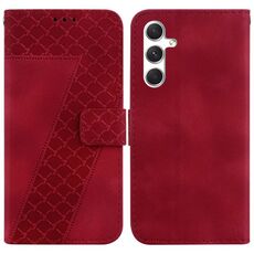 Custodia per telefono in pelle goffrata a forma di 7 per Samsung Galaxy S24 5G (rossa)