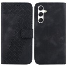 Per Samsung Galaxy S24 5G Custodia per telefono in pelle goffrata a forma di 7 (nera)