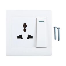 Interruttore da parete multifunzione 185-265 V 86 mm con presa di corrente a tre fori