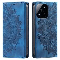 Custodia per telefono in pelle magnetica goffrata Xiaomi 14 Pro Totem (blu)