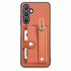 Per Samsung Galaxy S24+ 5G Cinturino con cavalletto Portafoglio Custodia posteriore per telefono con coltello per attrezzi (marrone)