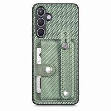 Per Samsung Galaxy S24+ 5G Cinturino con cavalletto Portafoglio Custodia posteriore per telefono con coltello per attrezzi (verde)