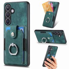 Custodia per telefono a portafoglio con carta ad anello retrò per Samsung Galaxy S24+ 5G (verde)