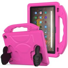 Custodia per tablet antiurto EVA con staffa per pollice per Amazon Kindle Fire HD10 2021 (rosa rosso)